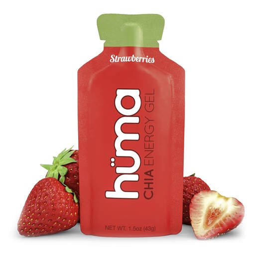 [BRSWIHYECYCGKYLM] Huma Chia Energy Gel, Strawberries, 12 Gels - Premier Sports Nutrition for Endurance Exercise