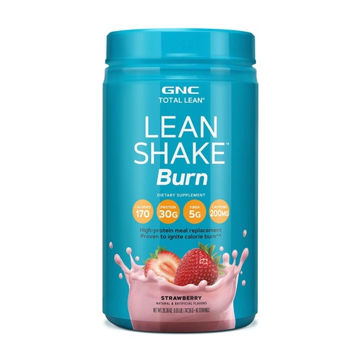 [BRSWGAQCOABWMD3U] GNC Total Lean | Lean Shake Burn, Protein Powder | Hunger Satisfying, High Protein Blend, Proven to Burn 3X More Calories | Strawberry | 16 Servings