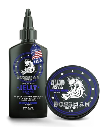 [BRSRMYY3AB6WYCTH] Bossman Jelly Beard Oil for Men & Beard Balm for Men Combo - Royal Oud Scent