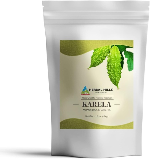 [BRSWGHA3AEBWODLU] HERBAL HILLS Bitter Melon/Bitter Gourd/Karela Powder (Momordica Charantia) | 16oz (454 GMS) | Best for Eye & Skin Health