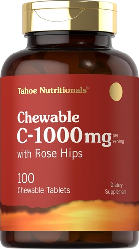[BRSROZYHAF5QGDTZ] Carlyle Vitamin C Chewables | 1000mg | 100 Tabletten Natürliche Orange Geschmack | Vegetarisch, Non-GMO & Gluten Kostenlose Nahrungsergänzung | Tahoe