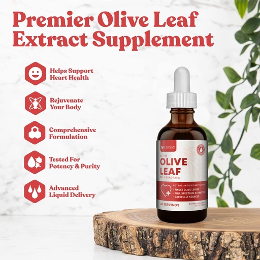 [BRSRMZQPOQCGOH3U] Rejuvica Active Olive Leaf Extract | Selvfølgelig forekommende Oleuropein flytende dråper for immun- og hjertestøtte | Fastabsorpsjon, Vegan, alkoholfri | 4 fl oz