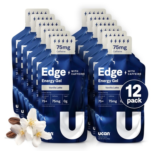 [BRSRAGA6CUOWAAD6] UCAN Edge Energy Gel Shots, Vanilla Latte + Caffeine (12, 2 Ounce Packets) for Running, Training, Workouts, Fitness, Cycling, Crossfit | Sugar-Free, Vegan, & Keto Friendly Energy