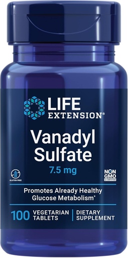 [BRSWIYQRPIDWCYL2] Life Extension Vanadyl Sulfate, Trace Mineral, Vanadium, Terveellinen glykeeminen tasapaino, terve aineenvaihdunta, Hormonin toiminta, Gluteeniton, ei-GMO, kasvisruokaa 100 tablettia