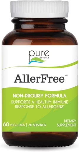 [BRSWIYT6AJ5RG23E] AllerFree Natural Allergy Support Supplement by Pure Essence Labs - Non Drowsy Pills for Sinus and Nasal Health Seasonal Allergies with Enzymes and Herbs - 60 Capsules