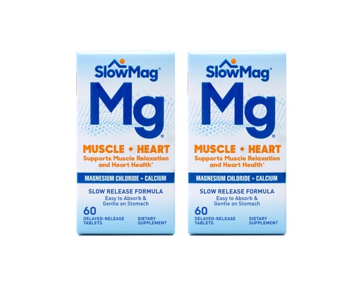 [BRSWIYYOOQMA4YLO] SlowMag MG Muscle + Heart Magnesium Chloride with Calcium Tablets 60 Count (Pack of 2)