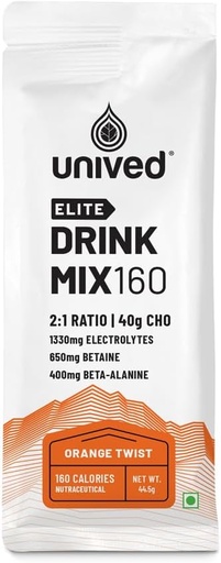 [BRSROGQLPIIRYC3B] Unived Elite Drink Blande 160 | Isotonisk Energi Drikke | 2:1 Forhold & 40g Karbohydrater med Betaine & Beta-Alanin | Endurance Athletes Sports Drink Orange Twist, 8 Pack