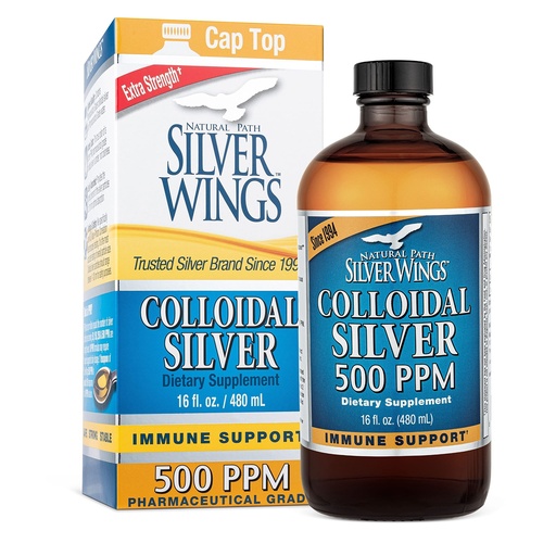 [BRSWIHAZPIOAMG3Y] Natural Path Silver Wings Colloidal Silver 500ppm (2,500mcg) Immune Support Supplement 16 fl. oz.