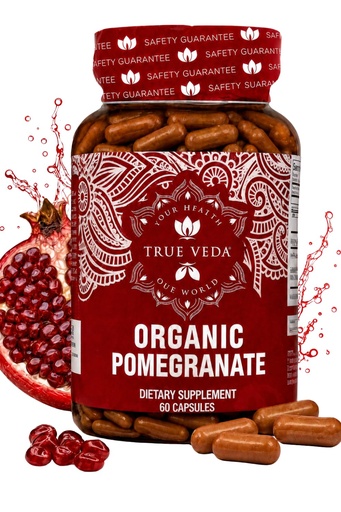[BRSWKHQFBV5QO2IZ] Organic Pomegranate Extract Supplement | USDA Certified Pomegranate Powder from Fruit | Natural Ellagic Acid & Punicalagins | 60 Vegan Capsules