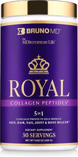 [BRSWGHYZAR6RAETD] Royal Collagen Peptides, Clinically proven, Dietary Supplement, Improves Skin & Cellulite, European Sourced, Improves the Look of Hair & Nails, Blended with Vitamin C, Bone & Joint Supplement
