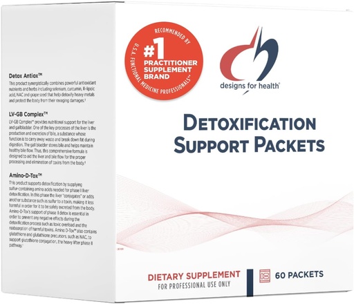 [BRSWIZL6A4DBS2TU] עיצובים לבריאות Detoxification Support Packets - 3 חלקים קל גוף Detox, Liver ניקוי Kit - Detoxify עם חומרים מזינים, Calcium D-Glucarate, Milk Thistle + יותר (60 Packets)