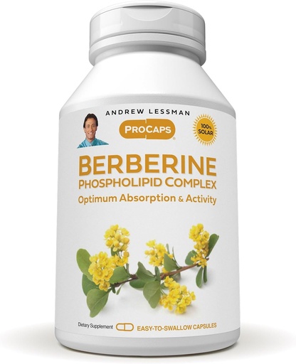[BRSROCAQDEIR6H37] ANDREW LESSMAN Berberine Phospholipid Complex 120 קפסולות - Barberry Root Extract. קל ל-Swallow כמוסות