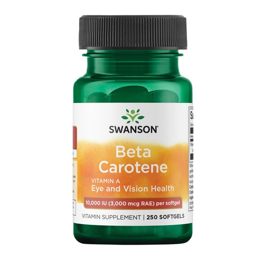 [BRSWIYYZCADWK23Y] Swanson Beta-Carotene - Vitamin A Supplement Promoting Immune Health, Eye & Skin Health - Natural Wellness Formula - (250 Softgels, 3000mcg Each)