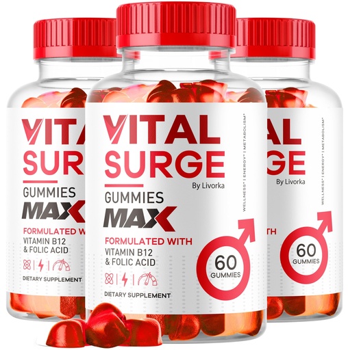 [BRSRAGT7OAOW2ALH] (3 Pack) Vital Surge - Vital Surge for Men Gummies, Vital Vita Surge Max Maximum Strength 1050 MG, VitalSurge Supplement Support Gummy Advanced Formula, Premium Vitamin Gomitas (180 Gummies)