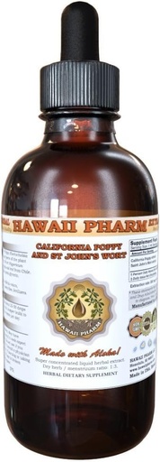 [BRSWIGIFAQFR6FL4] HawaiiPharm California Poppy and St John's Wort Liquid Extract, Organic California Poppy (Eschscholzia Californica) and St John's Wort (Hypericum Perforatum) Tincture Supplement 4 oz