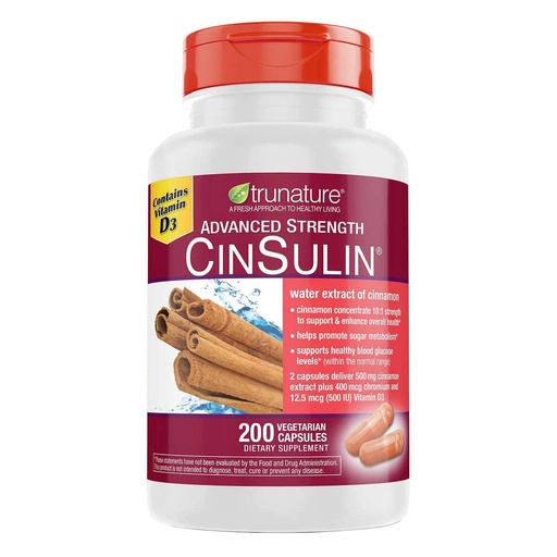 [BRSWYEAYDMNAKGQY] trunature Advanced Strength CinSulin 500mg., 200 Vegetarian Capsules (2 Pack)