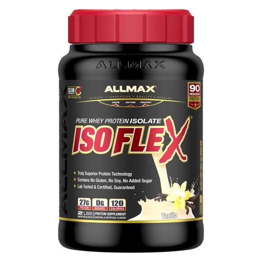 [BRSWI2QECQAQEFD6] ALLMAX ISOFLEX Whey Protein Isolate, Vanilla - 2 lb - 27 Grams of Protein Per Scoop - Zero Fat & Sugar - 99% Lactose Free - Gluten Free & Soy Free - Approx. 30 Servings