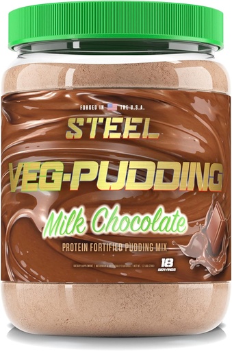 [BRSW2GI7PN6RQETP] Steel Veg-Pudding | Vegan Protein Pudding Powder Mix, Milk Chocolate | 18 Servings (1.5lbs) | Brown Rice and Pea Protein with BCAA Amino Acids for Muscle Growth and Recovery | Non Dairy | Low Carb