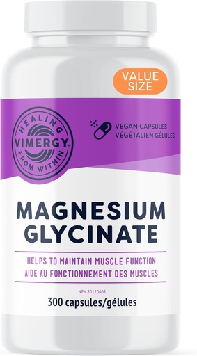 [BRSROGD4CIHW22Q7] Vimergy Magnesium Glycinate – Stress Support – Chelated to Avoid Tummy Upset*– Promotes Heart Health & Energy*– Kosher, Vegan Gluten-Free – 300 Caps