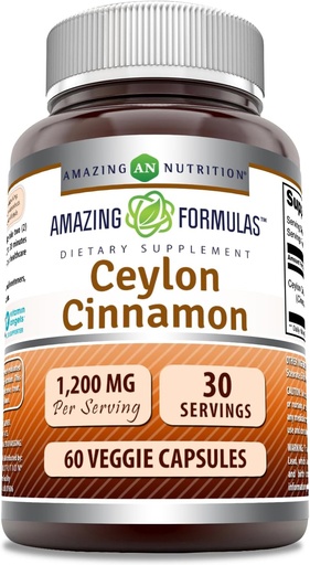 [BRSRA2QFBMBAAA33] Công thức đáng kinh ngạc Ceylon Cynamon 1200 Mg bổ trợ cho Capsules không-GMMO  thể hiện ở Mỹ (1 Pack 60 Count)