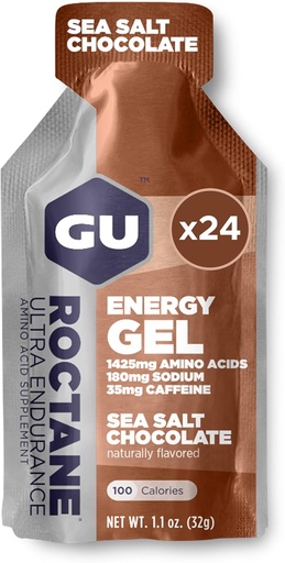 [BRSWICT2BYNWOC3M] GU Energy Roctane Ultra Endurance Energy Gel, Vegan, χωρίς γλουτένη, Kosher, και Dairy-free On-The-Go Sports Διατροφή για τρέξιμο, ποδηλασία, πεζοπορία ή σκι, Σοκολάτα θαλασσινού αλατιού, 24-Count