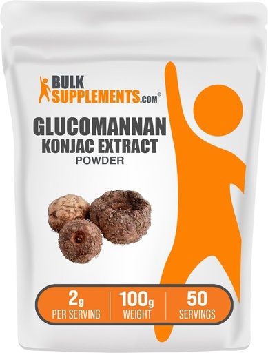 [BRSWGZYODN4BGC3B] BulkSupplements.com Glucomannan Powder - de Konjac Root Extract Powder, Glucomannan Supplements - Gluten Free, 2g per Serving, 100g (3.5 oz) (Pack of 1)
