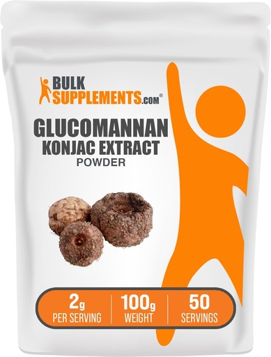 [BRSWGZYODN4BGC3B] BulkSupplements.com Glucomannan Powder - from Konjac Root Extract Powder, Glucomannan Supplements - Gluten Free, 2g per Serving, 100g (3.5 oz) (Pack of 1)