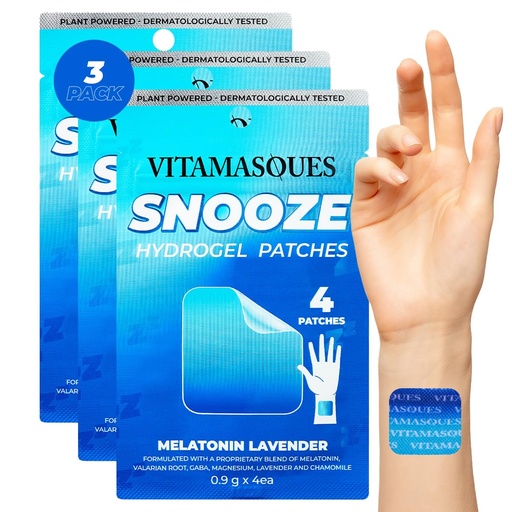 [BRSROBI7OIFQGELU] Vitamasques Sleep Patches for Adults, SnoozeMe Wellness Hydrogel Patch (3-Pack) - Sleeping with Lavender, Melatonin, & Valerian Root - Cruelty-Free, Korean Skin Care Sleep Patch