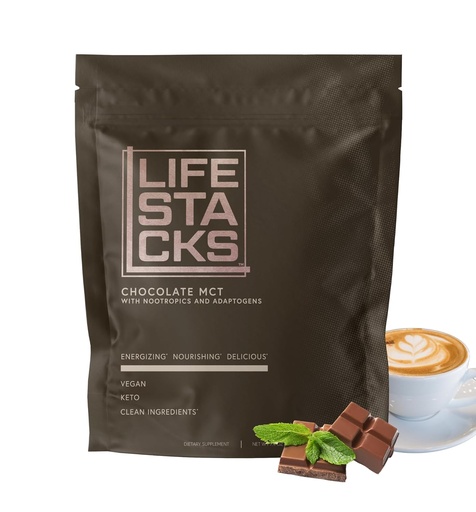 [BRSRMCTYDEJR4F3P] LIFESTACKS Focus Chocolate Coffee Creamer for Energy - MCT Powder + Nootropics + Adaptogens - Boost Productivity Without Jitters or Crash - Keto, Vegan, 0 Sugar - with Taurine, L-Tyrosine, Rhodiola