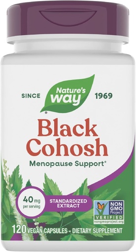 [BRSWIYTQAYOW2D3E] Nature's Way Premium Black Cohosh, Menopause Support for Women*, 40 mg per serving, 120 Vegan Capsules