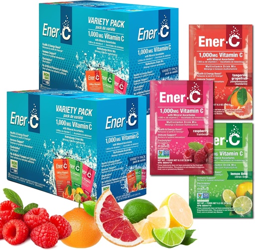 [BRSWG235DEIQYG37] Ener-C Multivitamin Drikkemiks - Vitaminpakker for vann, Electrolytes Powder Packets, Vitamin Drikkemiks, Hydration Flytende Blande, Immun Booster for voksne, Sunn energi - Variety Pack, 60 Antall
