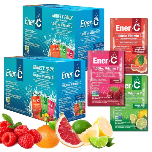 [BRSWG235DEIQYG37] Ener-C Multivitamin Drink Mix - Vitamin Packets for Water, Electrolytes Powder Packets, Vitamin Drink Mix, Hydration Liquid Mix, Immune Booster for Adults, Healthy Energy - Variety Pack, 60 Count