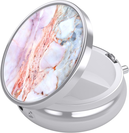 [BRSW2GATAUDWGGY7] Nipichsha Pill Box, Small Pill Case for Purse & Pocket, Cute Travel Medicine Organizer, Portable Medicine Container Holder to Hold Vitamins, Medication, Fish Oil & Supplements, Marble Pink