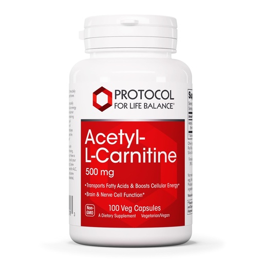 [BRSWIYIZCINBQ33K] PROTOCOL FOR LIFE BALANCE Acetyl- L-Carnitine 500mg - Energy Supplement, Nerve, and Brain Support - 100 Veg Caps