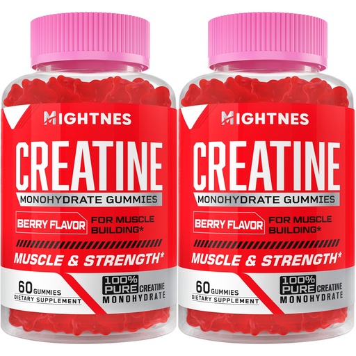 [BRSRA2YKDF5GA2YY] Creatine Monohydrate Gummies for Men & Women - Creatine Pre-Workout Gummies with Taurine & Vitamin B6 B12 for Maximum Strength, Muscle, Energy, Endurance & Focus, Organic, Vegan - 120 Count