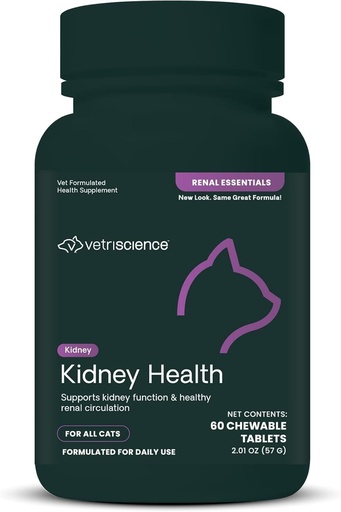 [BRSWIYDQA4FWOFDM] Vetricy Kidney salut Chewable taulats, Renal Essencials suplementaris pels gats, Kidney Care i ajuda amb la sala de Mshou, Astragal Root, Nettlel Seed i Herbs, Pollastre i peix, 60 comte
