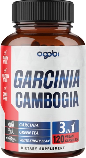 [BRSRMBD3AQCRY2TB] agobi 3in1 Garcinia Cambogia Extract Capsules - 11200mg Herbal Supplement for Body Health & Immune Support - Blended with Organic Green Tea & White Kidney Bean - 120 Vegan Capsules - 2 Month Supply