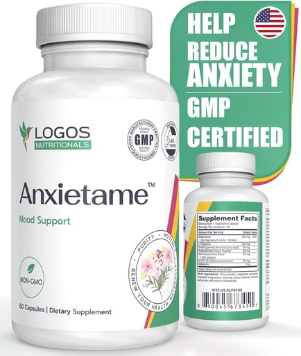 [BRSWI2T6AZ7QOE36] Anxietame - 60 conte, L-teanina Supplemento per sostenere la depressione e lo stress, naturale supporto per l'umore e supplemento di aiuto al sonno