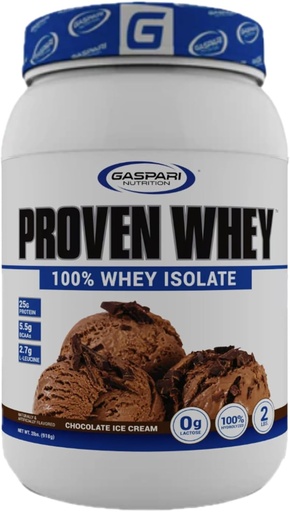 [BRSWGAQYOIPA2AI4] Gaspari Nutrition Proven Whey, 100% Hydrolyzed Whey Isolate, High Protein, Lactose Free, Low Carbohydrate and Low Sugar (Chocolate Ice Cream, 2 Pound (Pack of 1)