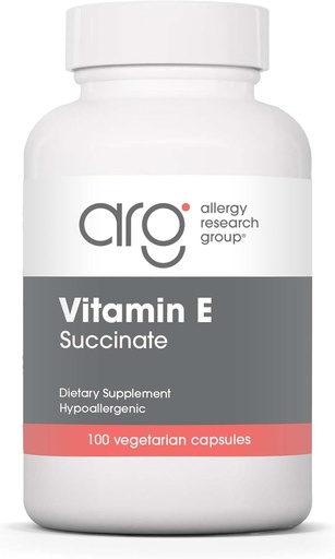 [BRSWIYQDAR7WAAA3] Allergy Research Group Vitamin E Succinate Supplement - for Men & Women, 400 IU D-Alpha-Tocopheryl, Antioxidant, Vegetarian Capsules - 100 Count