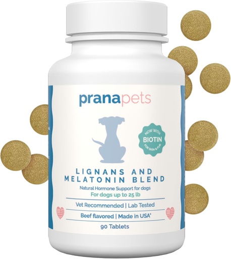 [BRSRAFADAFYQK23U] PranaPets Lignans & Melatonin med Biotin Blend naturligt aids til lindring af symptomer på Cushing 's hos hunde op til 25 lb Budd124; Fremme sund balance & generelt velvære