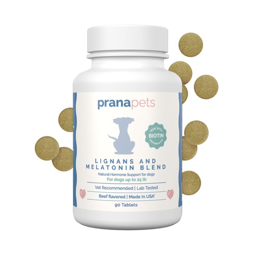 [BRSRAFADAFYQK23U] PranaPets Lignans & Melatonin with Biotin Blend Naturally Aids in Relieving Symptoms of Cushing’s in Dogs up to 25 lb | Promote Healthy Balance & Overall Well-Being