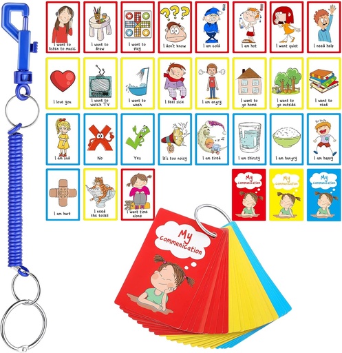 [BRSRMY3YCMIBA2TJ] 27 Autism Communication Cards Visual Aid Nonverbal Communication Board Speech Delay Feelings Emotions Flash Cards Autism Special Needs Cue Cards Language Learning Toys for Kids Children Adults