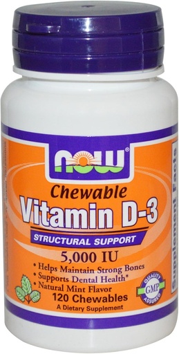 [BRSWIEIDAYOGC3I3] Now Foods Vitamin D-3, 5000 IU, Mint flavor120 Chewables