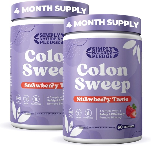 [BRSRAEI6AFYQGD33] ColonSweep Psyllium proszek Husk Colon Cleanser - Wegan, Gluten Free Fiber Supplement - Safe Colon Cleanse for Zaparcia Relief, Bloating Relief & Gut Health -16 OZ (60 Servings) - 2 Pack