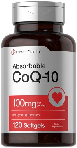 [BRSRMCQQDEIQE2TK] Horbäach CoQ10 100mg Softgels | 120 Count | Non-GMO and Gluten Free Supplement