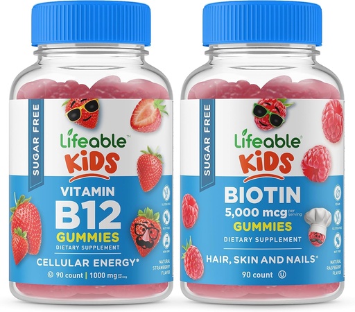 [BRSRO2T7BAAQO3I7] Жизнеспособный без сахара Витамин B12 Дети + Preciotic Fiber Kids, Gummies Bundle - отличная дегустация, витаминная добавка, без глютена, без ГМО, жевательная резинка
