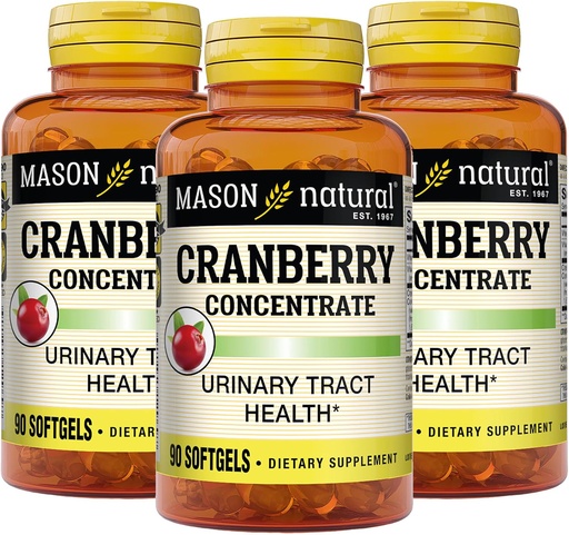 [BRSW2GQDCB7BQGTO] MASON NATURAL Cranberry 12:1 Concentrate with Vitamin C & E, Supports Immune & Urinary Health, 90 Capsules, Pack of 3