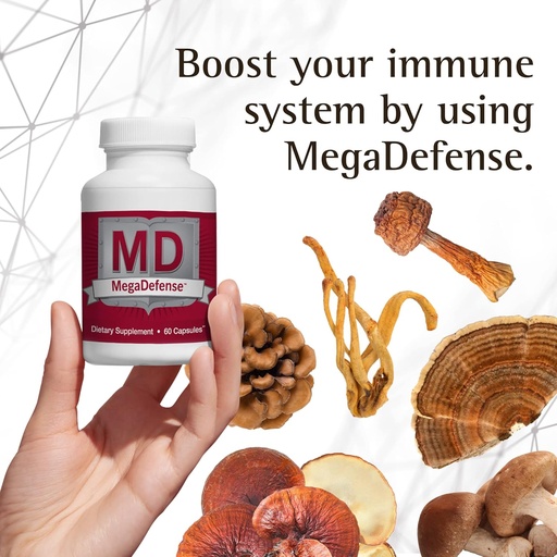 [BRSRMAYTBMDRGET2] Waiora MegaDefense Mushroom Capsules for Daily Wellness, 6 Mushroom Supplement: Reishi, Turkey Tail, Cordyceps, Maitake, Agaricus & Shiitake, Non-GMO (2 Bott / 60 Veggie Cap serv)