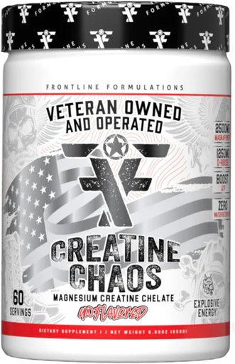 [BRSRO2QZBYGR6HY6] Creatine Chaos, Promotes Lean Muscle Growth, Unflavored, Aids Muscle Recovery, Post-Workout Supplement, Veteren Owned and Operated (60 Servings, Magnesium Creatine Chelate)